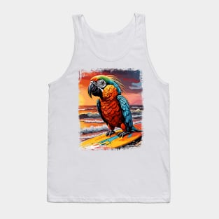 Parrot Surfing Cute Colorful Comic Illustration Tank Top